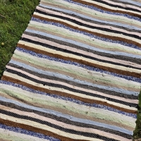 klassiske-striber-blå-beige-brune-gammel-svensk-loeber-kludetæppe-Sverige-trasmatta